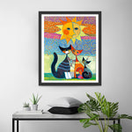 Cartoon Katzen und Sonne Diamond Painting