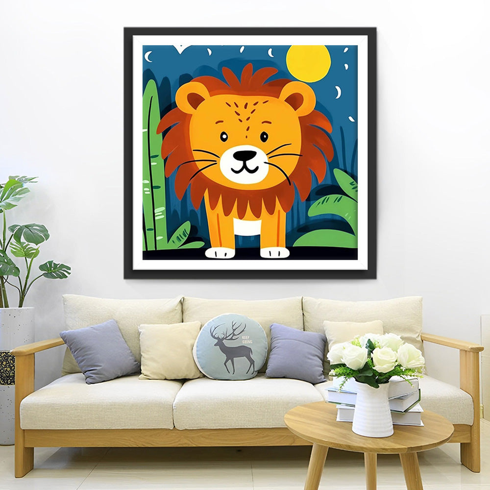 Cartoon Kleiner Löwe im Dschungel Diamond Painting