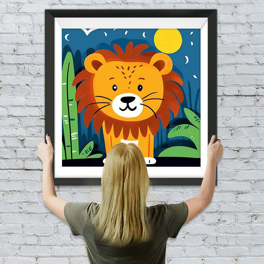 Cartoon Kleiner Löwe im Dschungel Diamond Painting