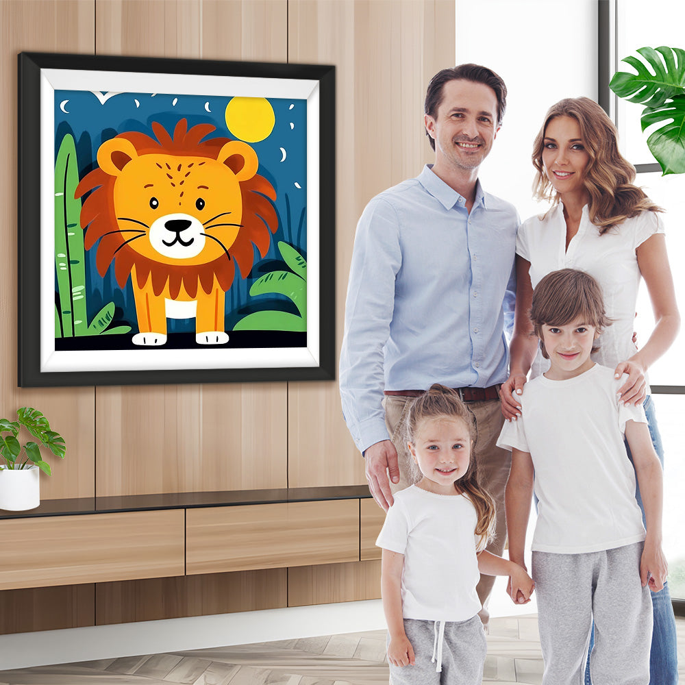 Cartoon Kleiner Löwe im Dschungel Diamond Painting