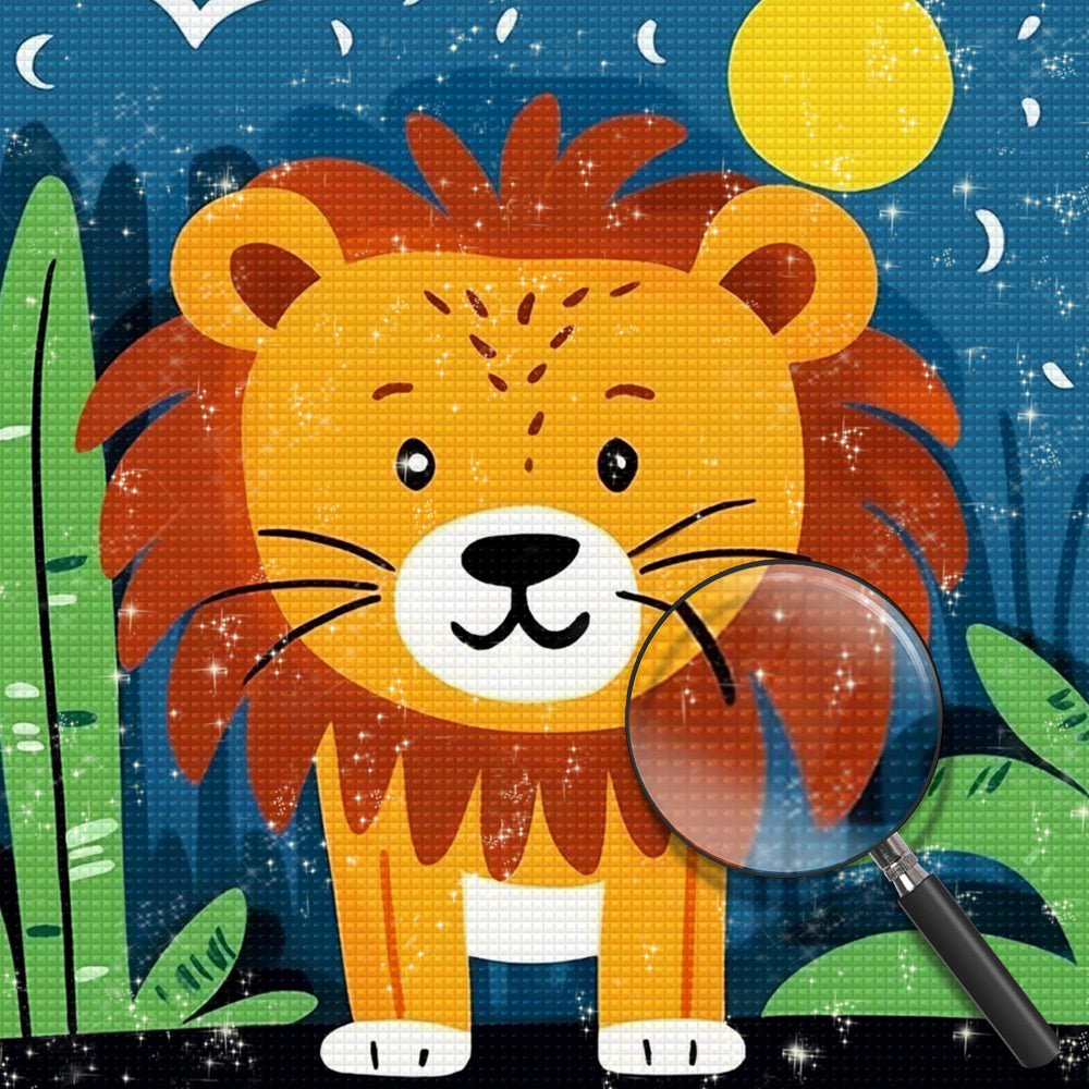 Cartoon Kleiner Löwe im Dschungel Diamond Painting