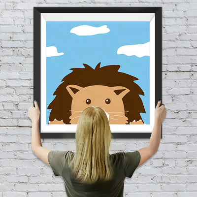 Cartoon Löwe und weiße Wolken Diamond Painting