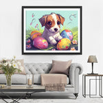 Cartoon Ostereier und Hund Diamond Painting