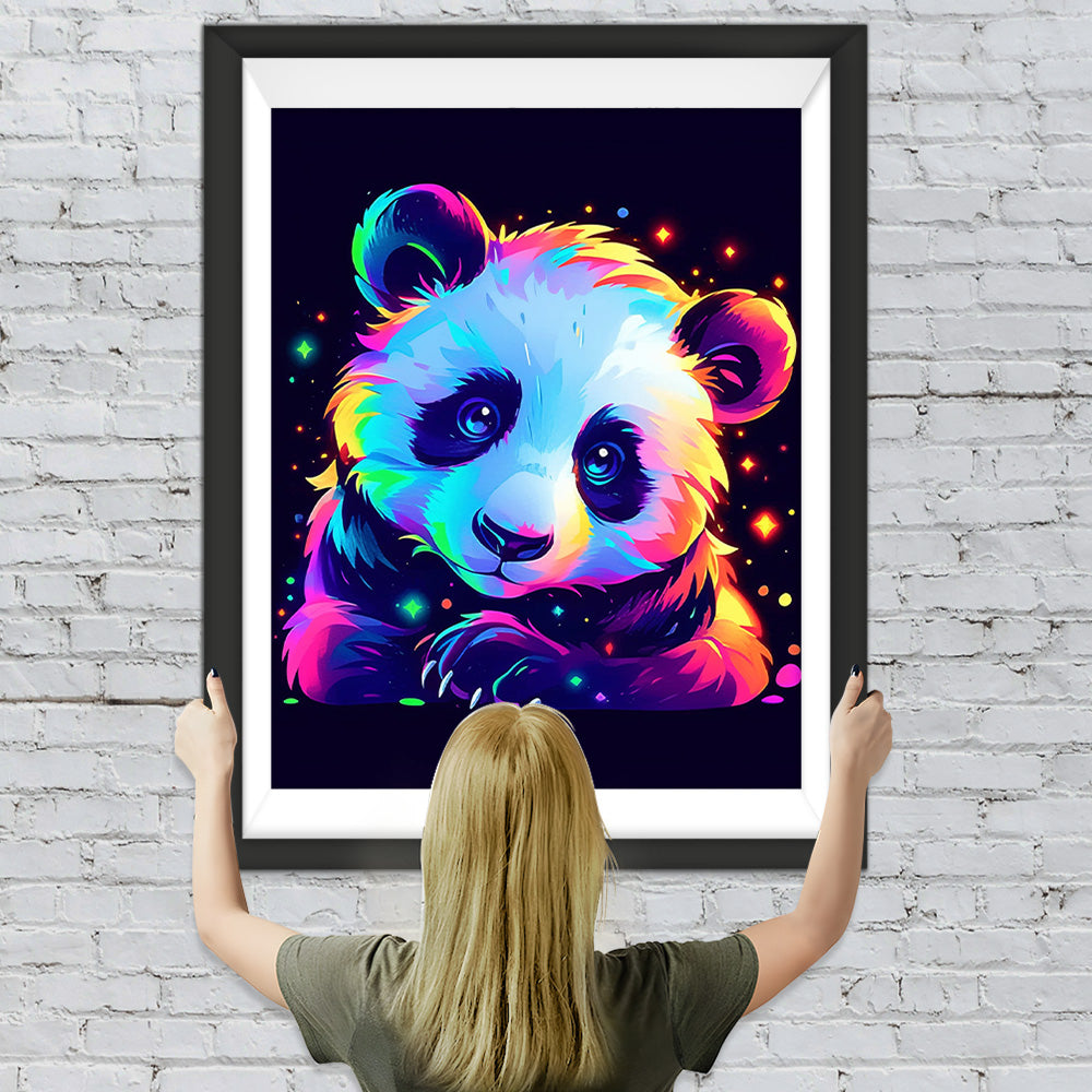 Cartoon-Panda im Dunkeln Diamond Painting