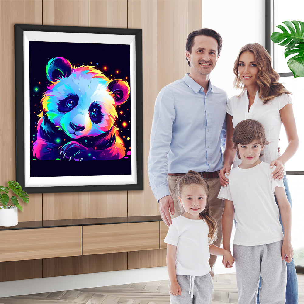 Cartoon-Panda im Dunkeln Diamond Painting