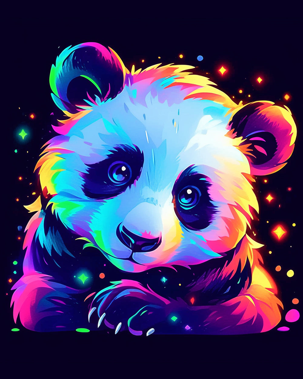 Cartoon-Panda im Dunkeln Diamond Painting