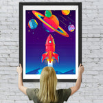 Cartoon Rakete und Raumschiff Diamond Painting