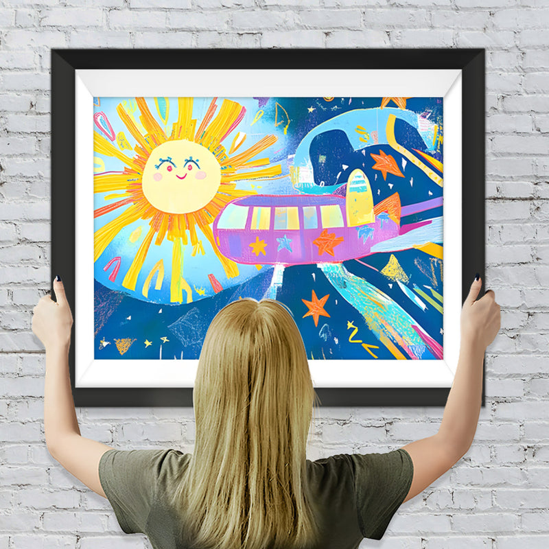 Cartoon-Raumschiff und Sonne Diamond Painting