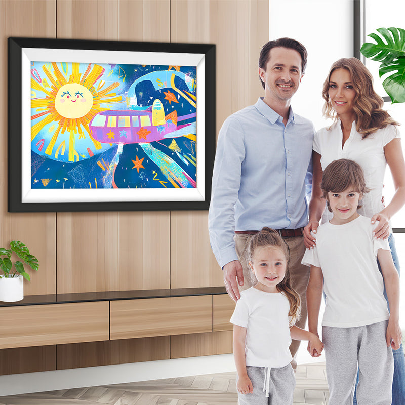 Cartoon-Raumschiff und Sonne Diamond Painting