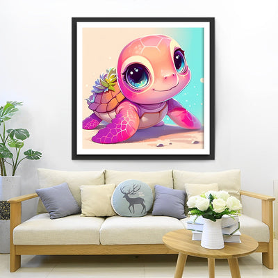 Cartoon Rosa Schildkröte Diamond Painting