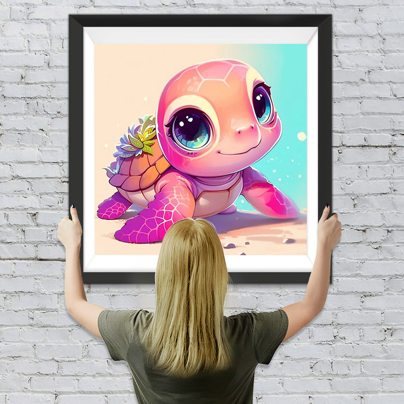 Cartoon Rosa Schildkröte Diamond Painting