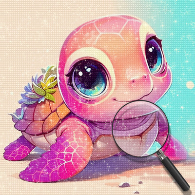 Cartoon Rosa Schildkröte Diamond Painting