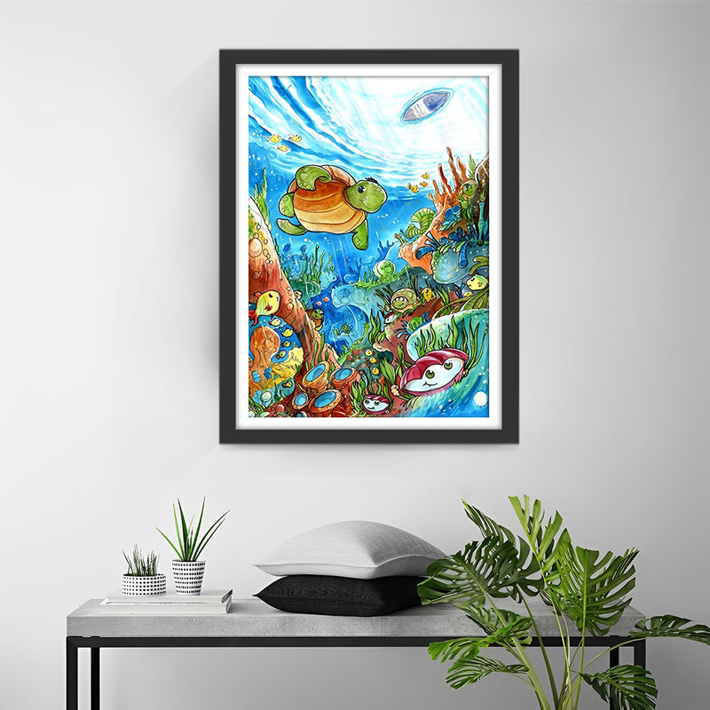 Cartoon Schildkröte im Meer Diamond Painting