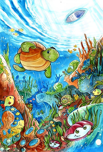 Cartoon Schildkröte im Meer Diamond Painting