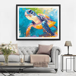 Cartoon-Schildkröte unter dem Meer Diamond Painting
