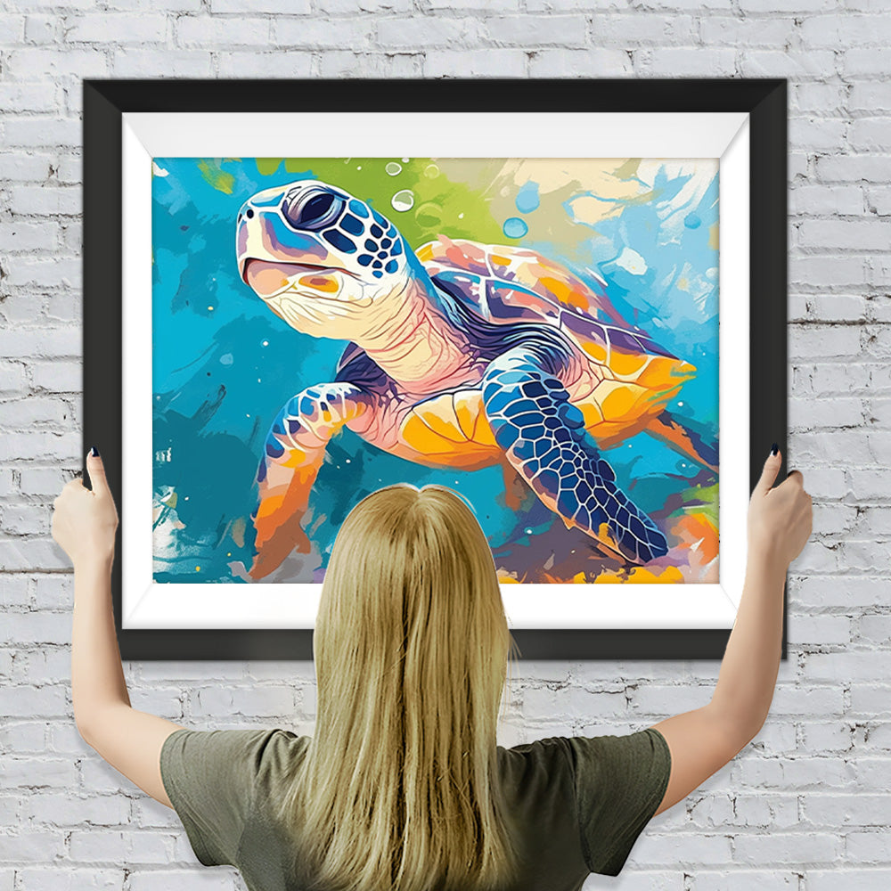 Cartoon-Schildkröte unter dem Meer Diamond Painting