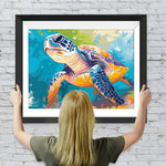 Cartoon-Schildkröte unter dem Meer Diamond Painting