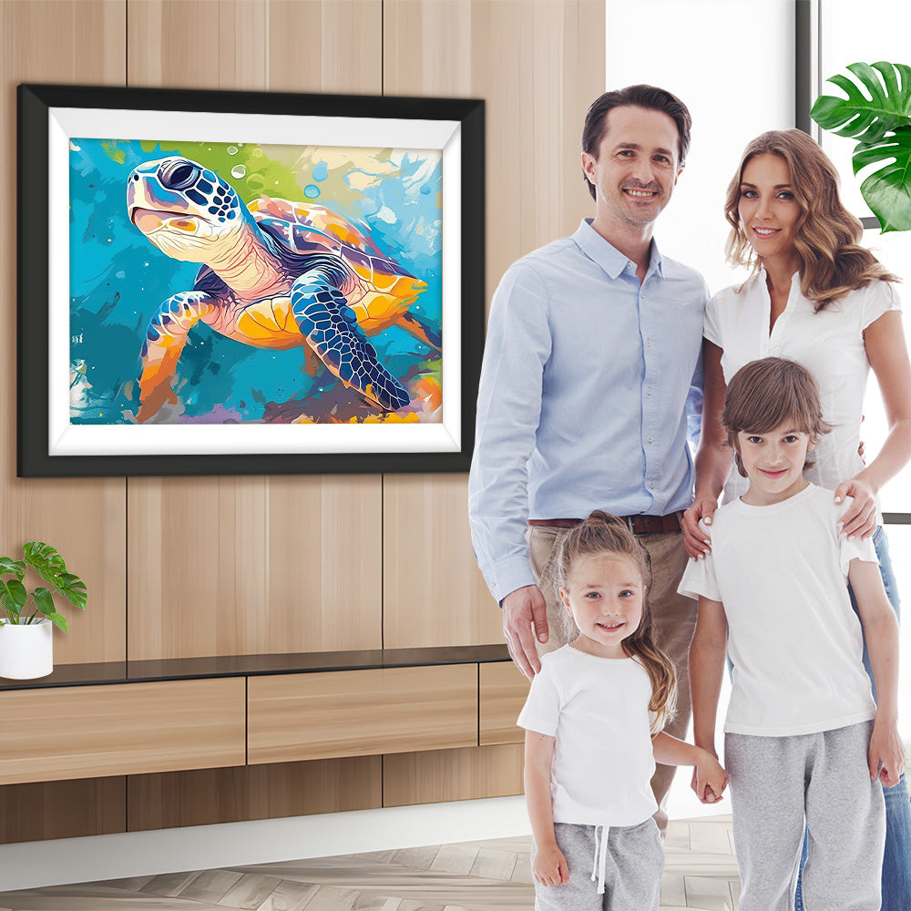 Cartoon-Schildkröte unter dem Meer Diamond Painting