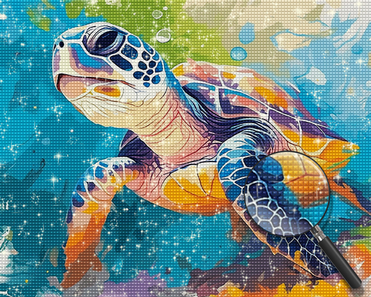 Cartoon-Schildkröte unter dem Meer Diamond Painting