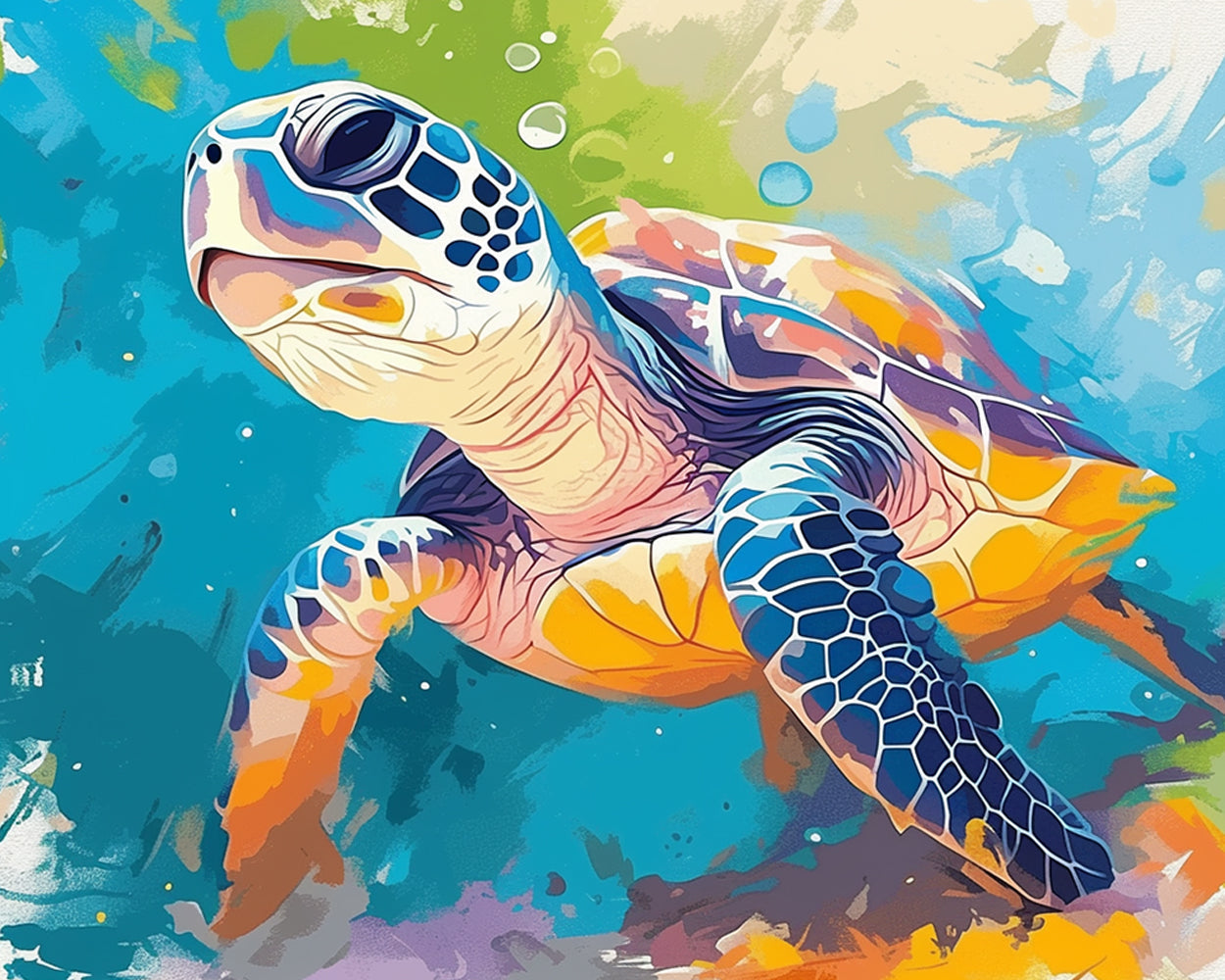 Cartoon-Schildkröte unter dem Meer Diamond Painting