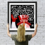 Cartoon-Schneemann mit rotem Hut Diamond Painting