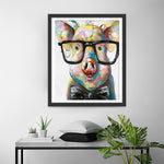 Cartoon Schwein mit Brille Diamond Painting