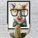Cartoon Schwein mit Brille Diamond Painting
