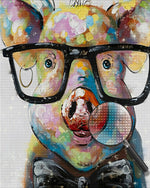 Cartoon Schwein mit Brille Diamond Painting