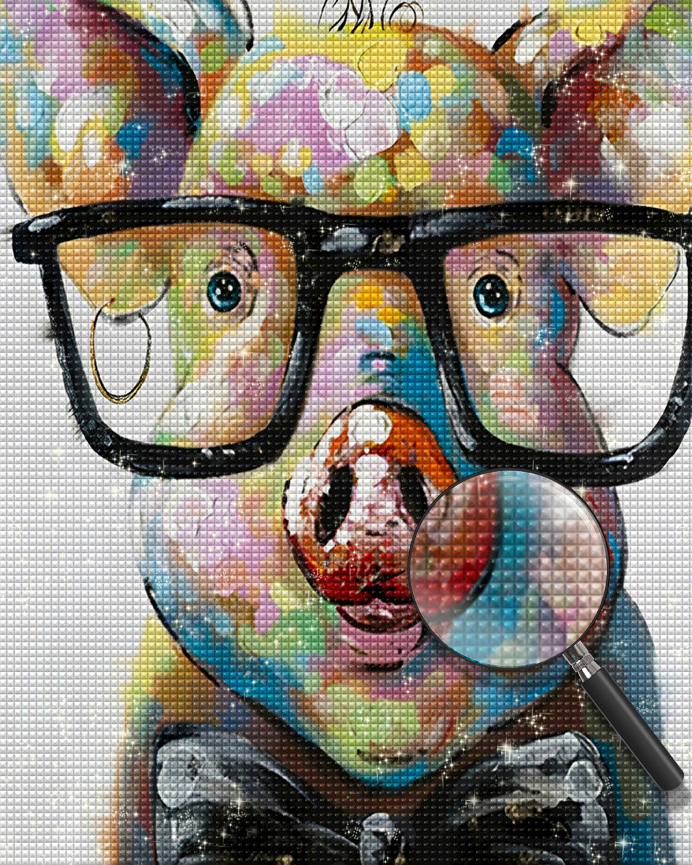 Cartoon Schwein mit Brille Diamond Painting