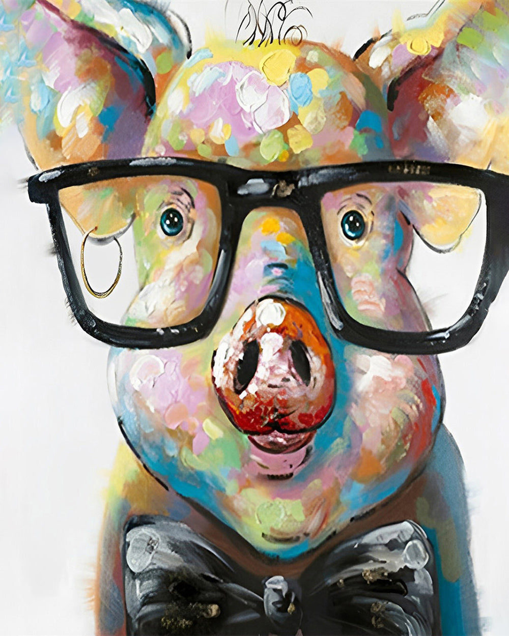 Cartoon Schwein mit Brille Diamond Painting
