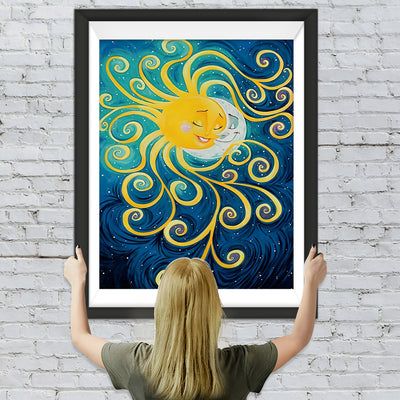 Cartoon Sonne und Mond Diamond Painting