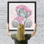 Cartoon Teddybär mit Blumen Diamond Painting