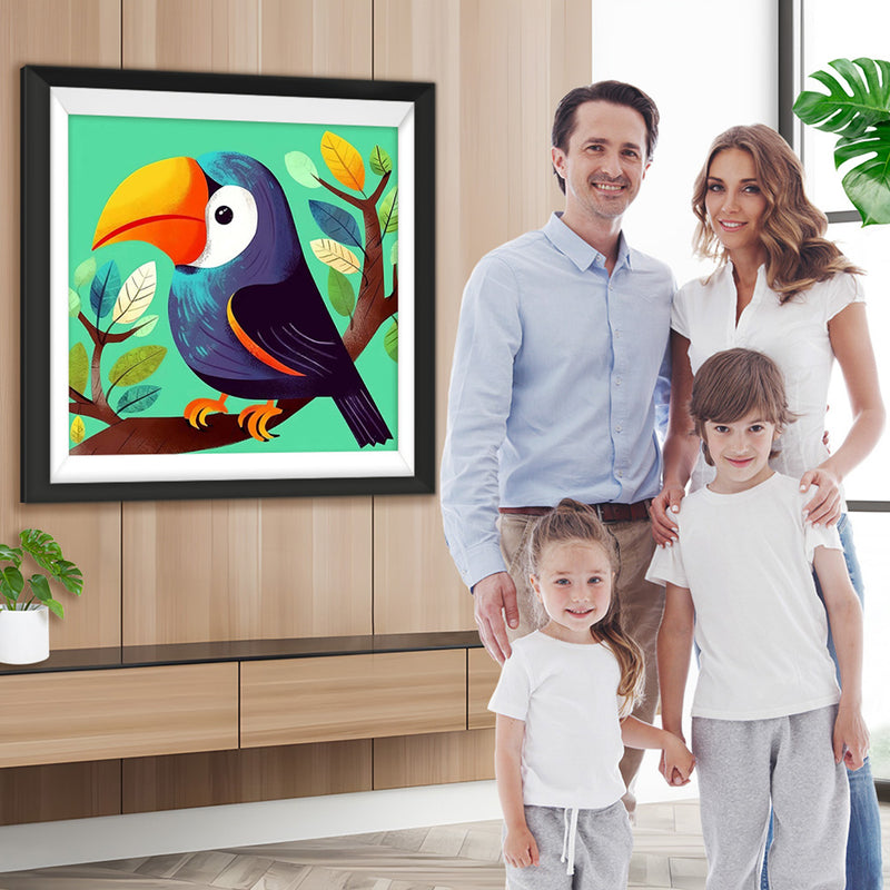 Cartoon Tukan auf Zweig Diamond Painting