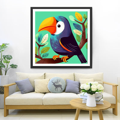 Cartoon Tukan auf Zweig Diamond Painting