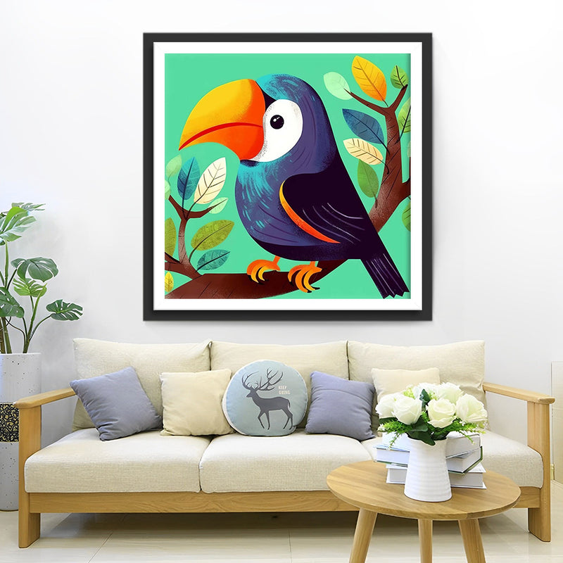 Cartoon Tukan auf Zweig Diamond Painting