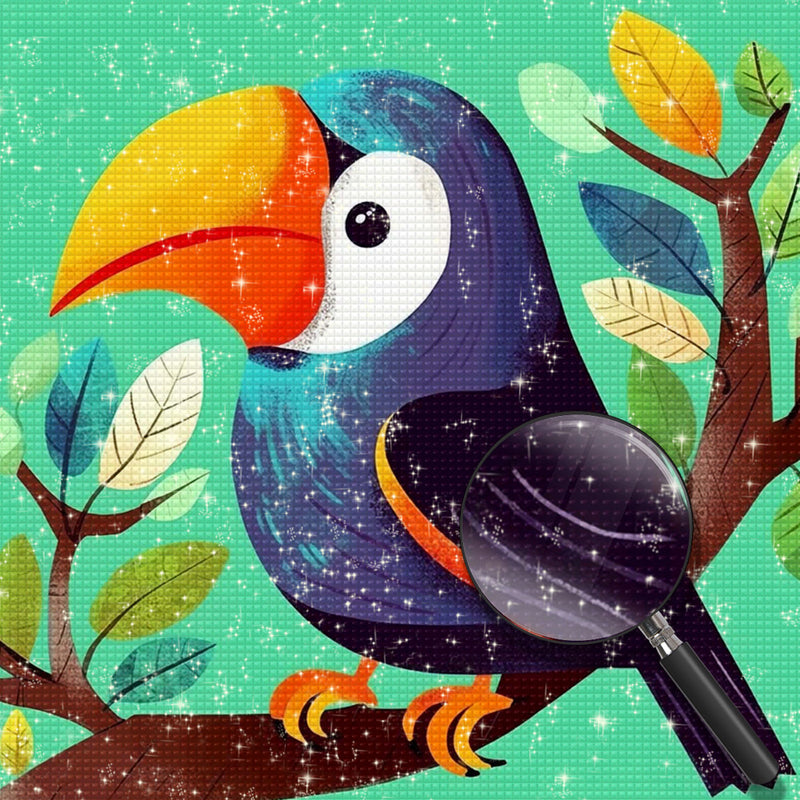 Cartoon Tukan auf Zweig Diamond Painting