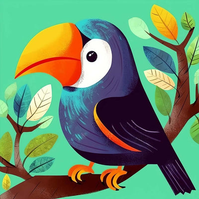Cartoon Tukan auf Zweig Diamond Painting