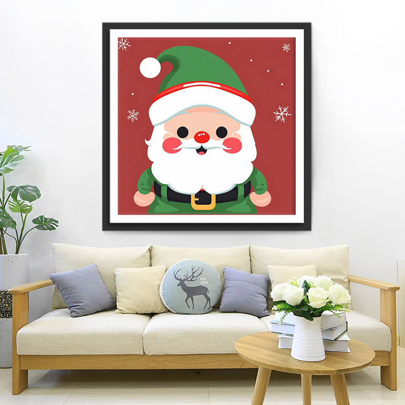Cartoon Weihnachtsmann in grünen Kleidern Diamond Painting