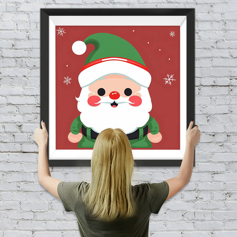 Cartoon Weihnachtsmann in grünen Kleidern Diamond Painting