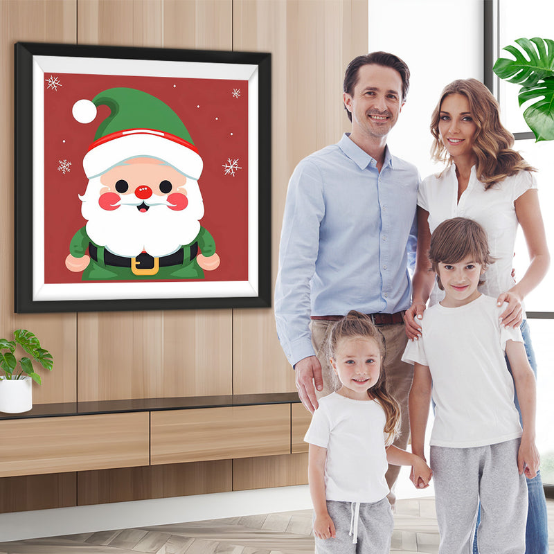 Cartoon Weihnachtsmann in grünen Kleidern Diamond Painting