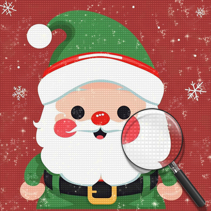 Cartoon Weihnachtsmann in grünen Kleidern Diamond Painting