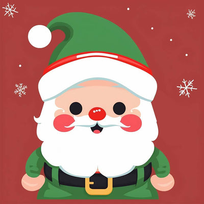 Cartoon Weihnachtsmann in grünen Kleidern Diamond Painting