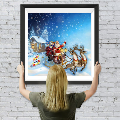 Cartoon Weihnachtsmann und Geschenke Diamond Painting