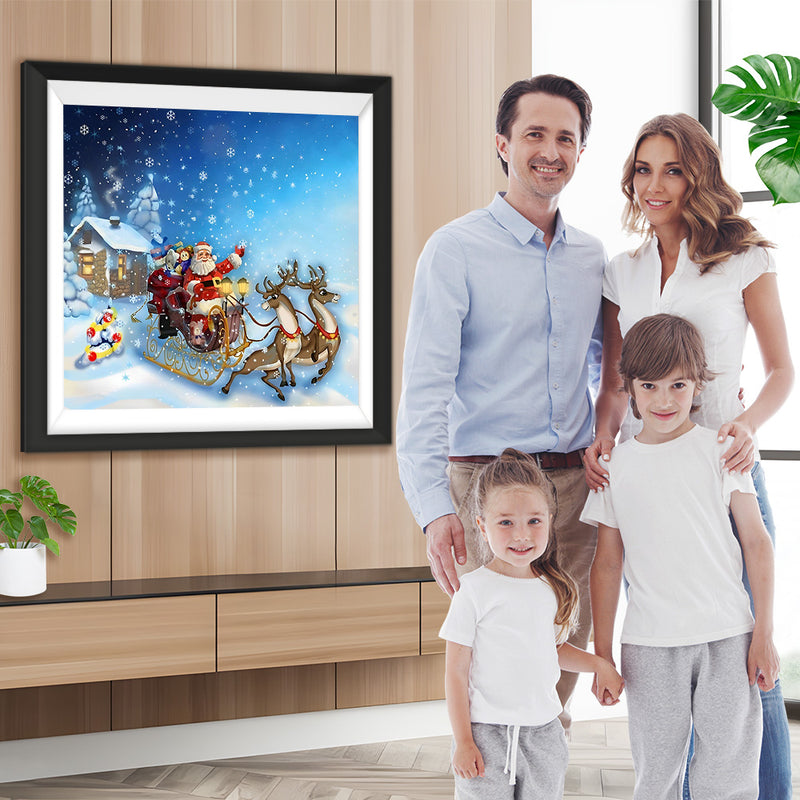 Cartoon Weihnachtsmann und Geschenke Diamond Painting