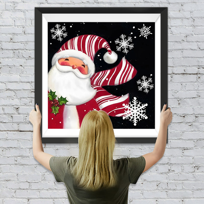 Cartoon Weihnachtsmann und Schneeflocken Diamond Painting