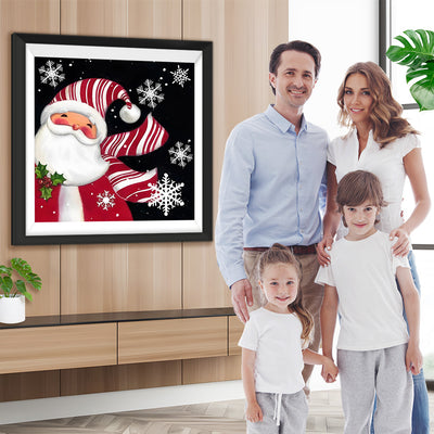 Cartoon Weihnachtsmann und Schneeflocken Diamond Painting