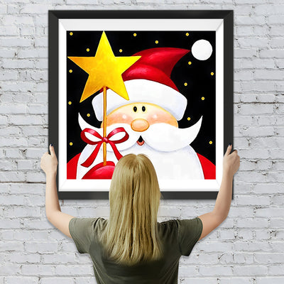 Cartoon Weihnachtsmann und Stern Diamond Painting