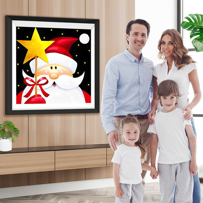 Cartoon Weihnachtsmann und Stern Diamond Painting