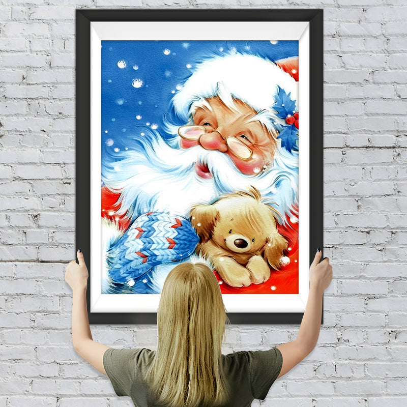 Cartoon Weihnachtsmann und Teddybär Diamond Painting