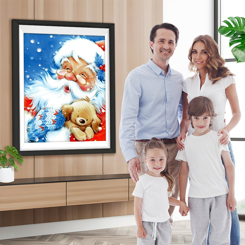 Cartoon Weihnachtsmann und Teddybär Diamond Painting